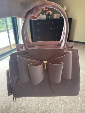 Women's Bow Accent Satchel Handbag - Blush Pink